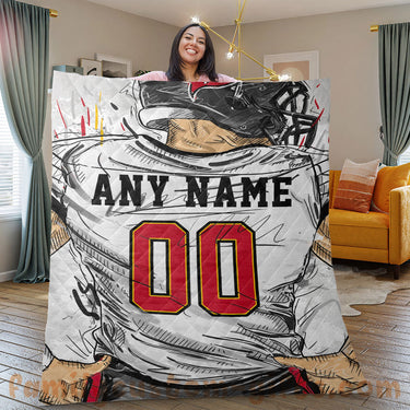 Custom Premium Quilt Blanket Tampa Bay Jersey American Football Personalized Quilt Gifts for Her & Him